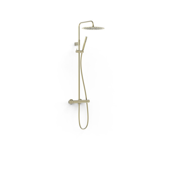 TRES TERMOSTATICKÝ teleskopický sprchový set, sprchová baterie termostatická 150mm s hlavovou a ruční sprchou, Golden Cava (19039302CA) (2)