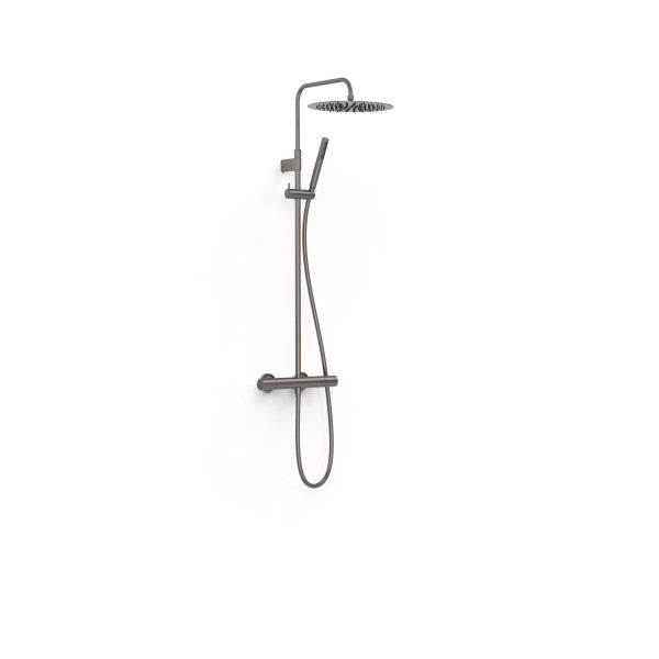 TRES TERMOSTATICKÝ teleskopický sprchový set, sprchová baterie termostatická 150mm s hlavovou a ruční sprchou, Grafit (19039302GR) (2)