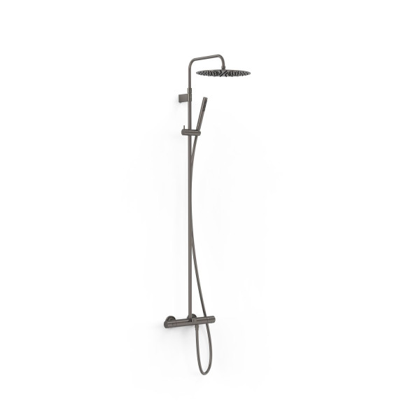 TRES TERMOSTATICKÝ teleskopický sprchový/vanový set, vanová baterie termostatická 150mm s hlavovou a ruční sprchou, Grafit (19031202GR) (2)