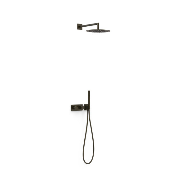 TRES B-SYSTÉM kompletní podomítkový sprchový set s termostatickou baterií, 2-cestný, černý bronz (30735204KMB) (2)