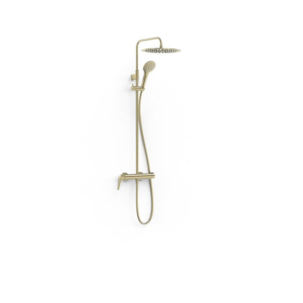 TRES FUJI teleskopický sprchový set, sprchová baterie páková 150mm s hlavovou a ruční sprchou, Golden Cava (28119701CA) (3)