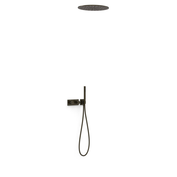 TRES B-SYSTÉM kompletní podomítkový sprchový set s termostatickou baterií, 2-cestný, černý bronz (30735206KMB) (2)