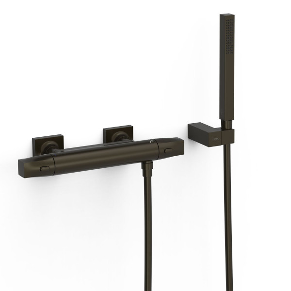 TRES termostatická sprchová baterie nástěnná 150mm, s příslušenstvím, černý bronz (19016459KMB) (2)