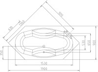 TOKATA nepravidelná vana 136x136x44cm, bílá ( 17111 )