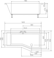 VERSYS R asymetrická vana  160x85x70x47cm, pravá, bílá ( 15611 )