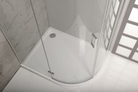 RENA L sprchová vanička z litého mramoru, čtvrtkruh 100x80x4cm, R550, levá, bílá ( 75511 )