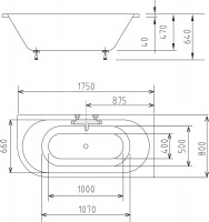 VIVA R 175 asymetrická vana s podstavcem 175x80x47cm, pravá, bílá ( 78119 ) (65)