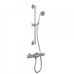 TRES CLASIC COLOR termostatická sprchová baterie 150mm, s hadicí, sprchovou hlavicí a sprchovou tyčí, nerezová ocel (24216402AC)