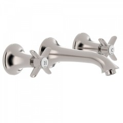TRES CLASIC COLOR umyvadlová baterie kohoutková nástěnná, 3-otvorová, nerezová ocel (24215102AC)