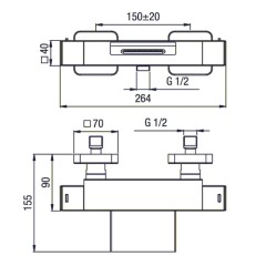 DIMY nástěnná vanová termostatická baterie, kaskáda, chrom, ( UN57306 ) (5)