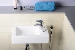 Umyvadlová stojánková baterie s ruční bidetovou sprškou, chrom ( 1209-05 ) (5)