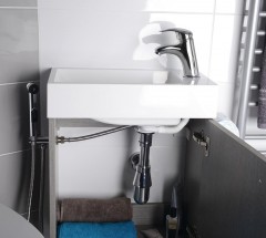 Umyvadlová stojánková baterie s ruční bidetovou sprškou, chrom ( 1209-05 ) (8)