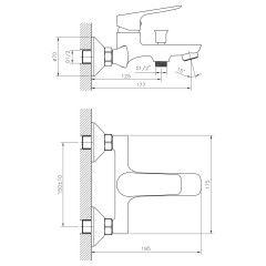 SCHMITZ nástěnná vanová baterie, rozteč 150mm, chrom ( 863.010.1 ) (2)
