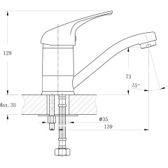 HOFFER stojánková umyvadlová baterie bez výpusti, otočné ramínko, chrom ( 424.001.1 ) (2)