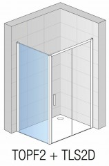 TOP-LINE S jednodílné posuvné sprchové dveře s pevnou stěnou v rovině, bezbariérové, pevný díl vpravo + boční stěna