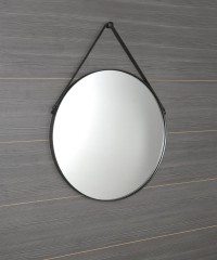 ORBITER zrcadlo kulaté s koženým páskem, ø 50cm, černá mat (ORT050) (2)
