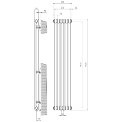 FEDE otopné těleso 1500 mm, 6 seg., bílá mat (IR192) (2)