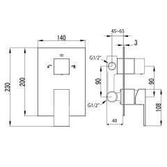 GINKO podomítková sprchová baterie, 3 výstupy, chrom ( 1101-44 ) (3)
