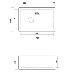 ESSEX keramický dřez 76x25,4x45,6 cm (541101) (2)