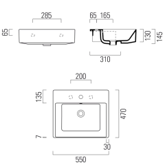 KUBE X umyvadlo polozápustné 55x47 cm, bílá ExtraGlaze (9434111) (3)