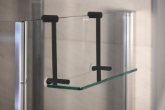 Závěsná skleněná polička na sprchovou zástěnu 400x180x125mm, černá mat (1301-15B) (2)