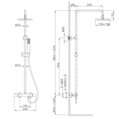 DAKAR teleskopický sprchový sloup s termostatickou baterií, zlato (SZ139) (2)