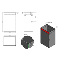 Látkový koš na prádlo 310x570x230mm, suchý zip, šedá (UPE600) (4)