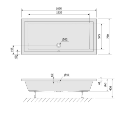DEEP hluboká sprchová vanička, obdélník 160x75x26cm, bílá (72385) (7)