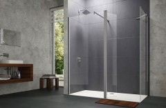 HÜPPE DESIGN pure Walk-In boční stěna s výklopným segmentem v kombinaci s boční stěnou
