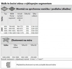 HÜPPE DESIGN pure Walk-In boční stěna s výklopným segmentem rozměry