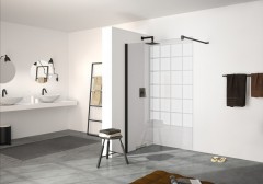 HÜPPE DESIGN pure Walk-In boční stěna samostatně stojící, příčná vzpěra, Black Metal 123
