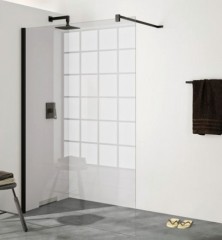 HÜPPE DESIGN pure Walk-In boční stěna samostatně stojící, příčná vzpěra, Black Metal 123