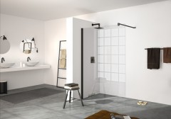 HÜPPE DESIGN pure Walk-In boční stěna samostatně stojící, příčná vzpěra, Black Metal 123