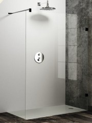 HÜPPE SOLVA bezrámová Walk-In boční stěna samostatně stojící, upevnění vpravo, příčná vzpěra, Black Metal 123