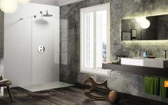 HÜPPE SOLVA bezrámová Walk-In boční stěna samostatně stojící, upevnění vpravo, příčná vzpěra, (3)