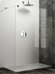 HÜPPE SOLVAPRO BEZRÁMOVÁ WALK-IN BOČNÍ STĚNA SAMOSTATNĚ STOJÍCÍ, UPEVNĚNÍ VPRAVO, PŘÍČNÁ VZPĚRA 092