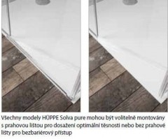HÜPPE SOLVA pure montáž s prahovou lištou/bez lišty
