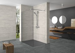 HÜPPE DESIGN pure Walk-In boční stěna samostatně stojící, příčná vzpěra, tloušťka skla 6mm, (8P11), (11)
