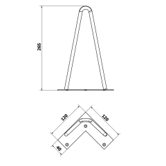 ODETTA podpěrné nohy 120x265x120mm, lakovaná ocel, černá mat, 2ks (30314) (5)