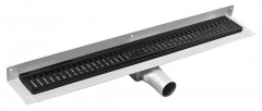MANUS BLACK nerezový sprchový kanálek ke stěně s roštem ONDA, 1150x112x55mm (GMO27B) (1)