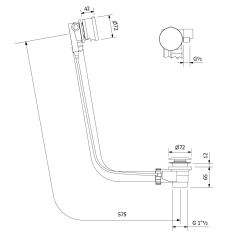 Vanová souprava s napouštěním, bovden, délka 575mm, zátka 72mm, zlato (71684G) (3)