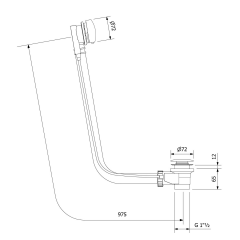 Vanová souprava s bovdenem, délka 975mm, zátka 72mm, zlato (71682G) (3)
