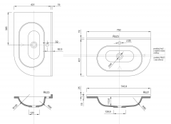 PULSE umyvadlo 75x4,4x45cm, litý mramor, bílá, levé ( BM752 ) (8)
