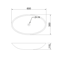 BLOK kamenné umyvadlo 60x11x35 cm, černý Marquin matný (2401-40) (3)