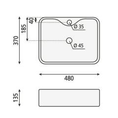 BALENA keramické umyvadlo 48x13,5x37 cm, na desku ( BH7013 ) (47)