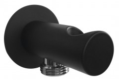 Držák sprchy kulatý, pevný, s vyústěním, černá mat (SG203NE)