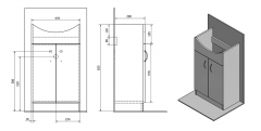 SIMPLEX ECO 50 umyvadlová skříňka včetně umyvadla 47x83,5x29 cm  (SIME500) (10)