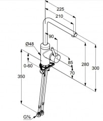 KLUDI L-INE dřezová jednopáková stojánková baterie , chrom ( 428140577 ) (4)