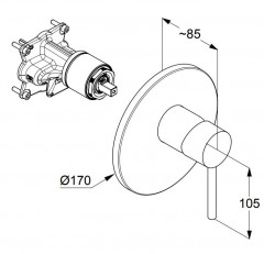 KLUDI BOZZ podomítková sprchová jednopáková baterie vrchní část, chrom (386550576) (2)