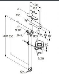 KLUDI ZENTA umyvadlová stojánková jednopáková baterie s výpustí, chrom ( 382500575 ) (7)